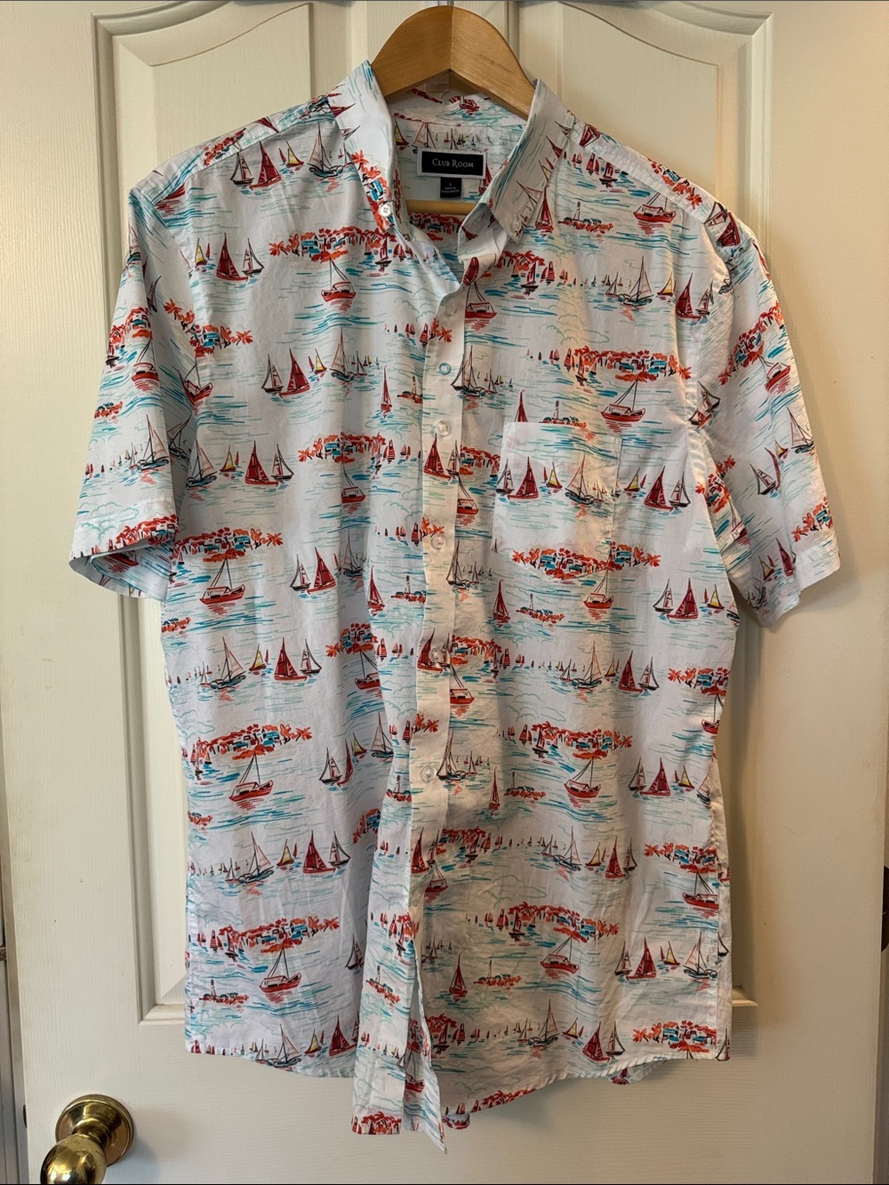 Club Room Sail Boat Print Button Up Shirt